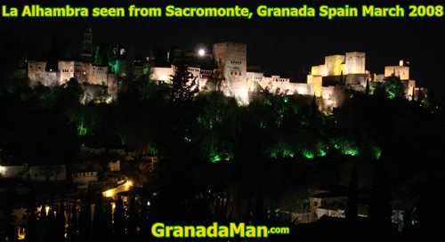 Granada's Alhambra at night in 2008